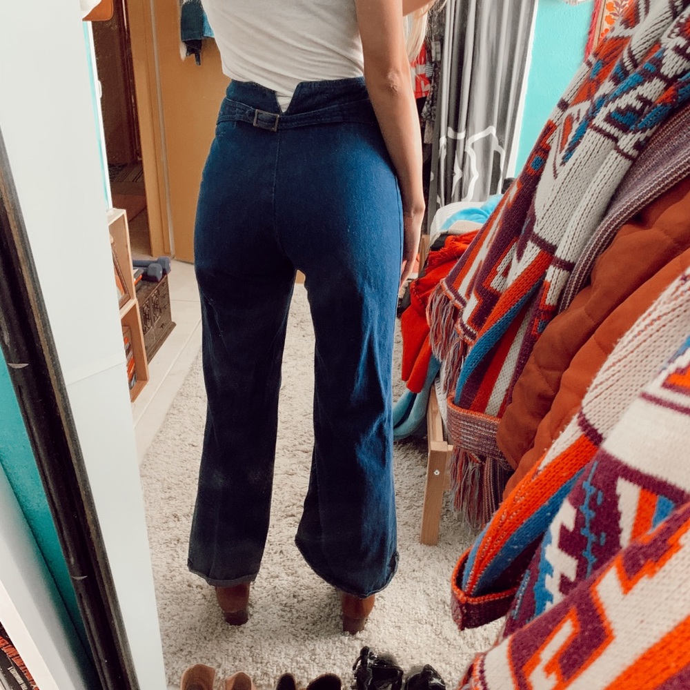 High rise blue sailor jeans